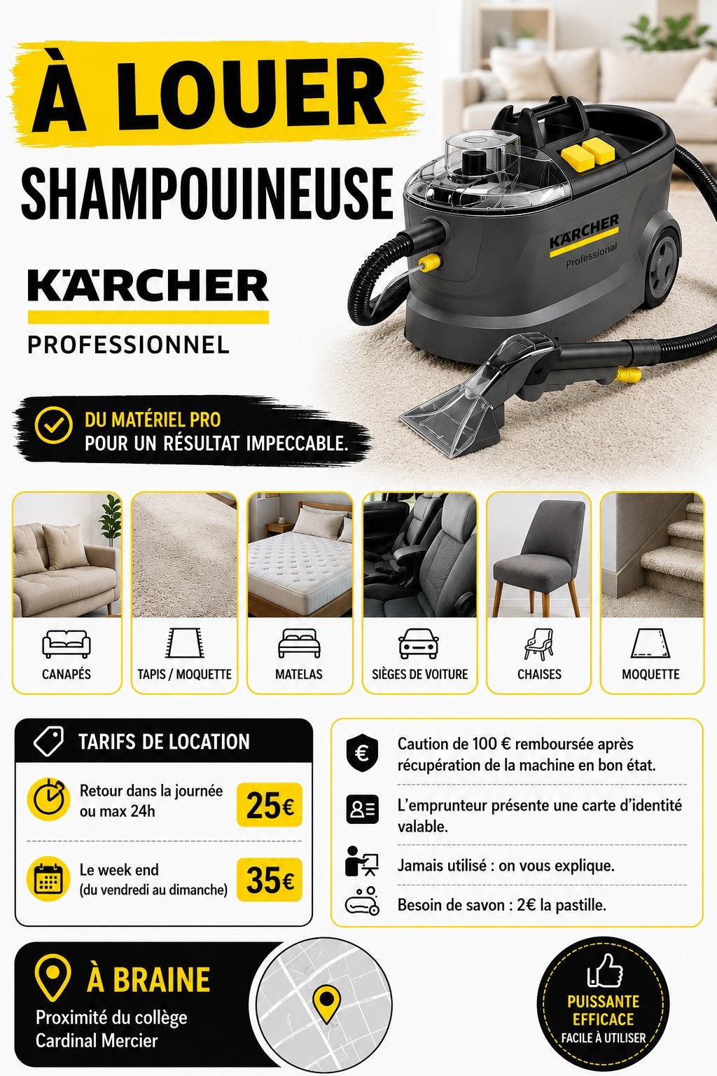 Location shampouineuse Karcher, Enlèvement, Comme neuf