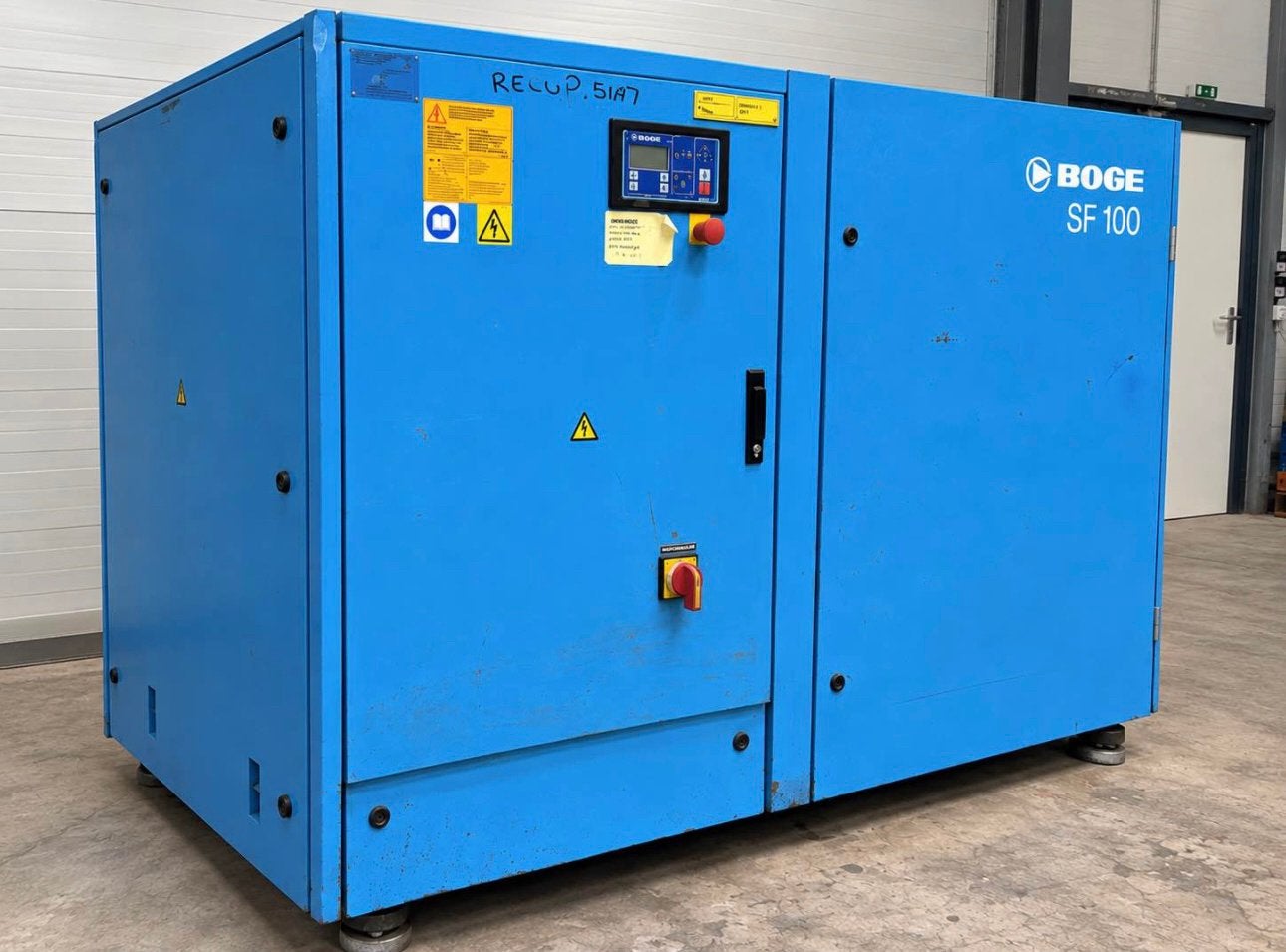 BOGE SF 100 – 75 kW – Industriële Schroefcompressor – Ongete, Bricolage & Construction, Enlèvement, Utilisé, 30 kVA ou plus, Autres types
