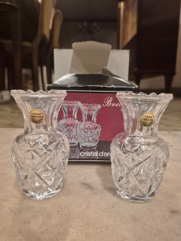 Lot de 2 mini-vases vintage en cristal en parfait état., Enlèvement