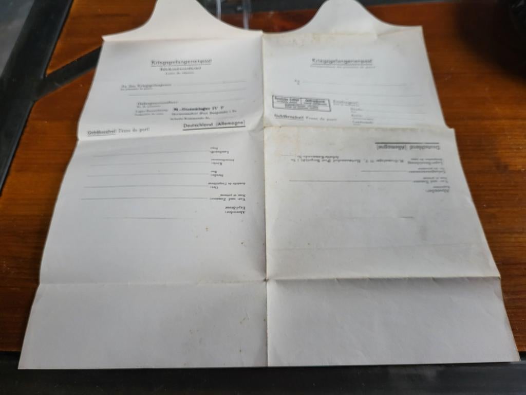 Formulaire correspondance prisonnier français, Allemagne 2WW, Verzenden