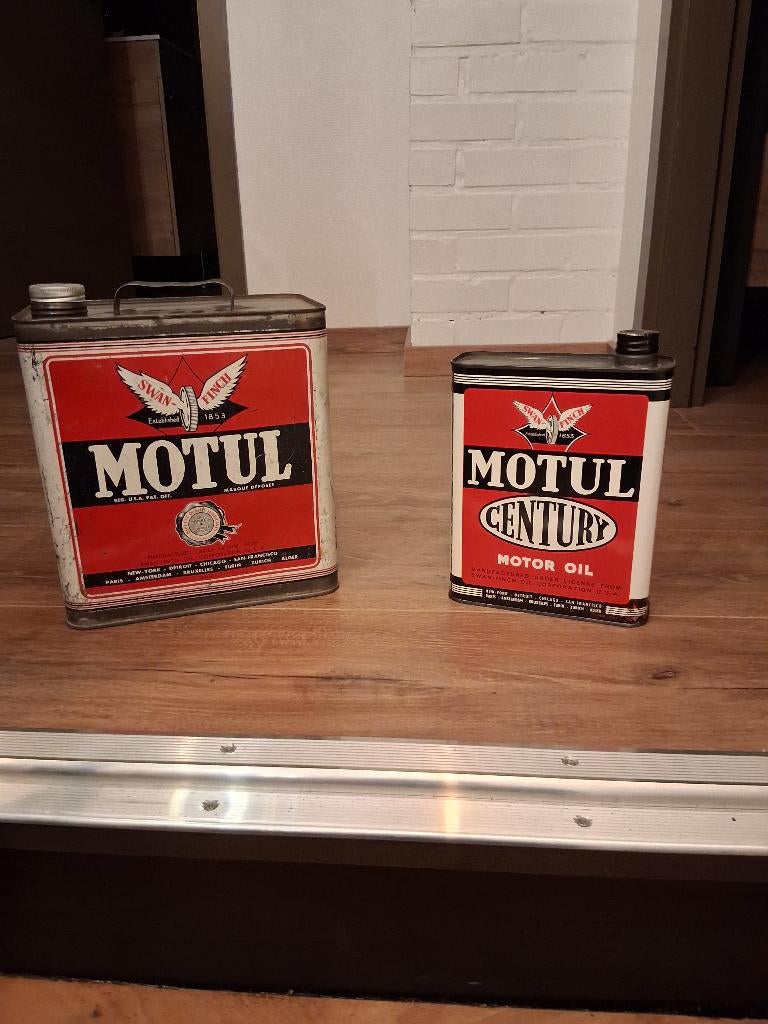 Ancien Bidon d'huile motul (swan-finch), Collections, Enlèvement ou Envoi