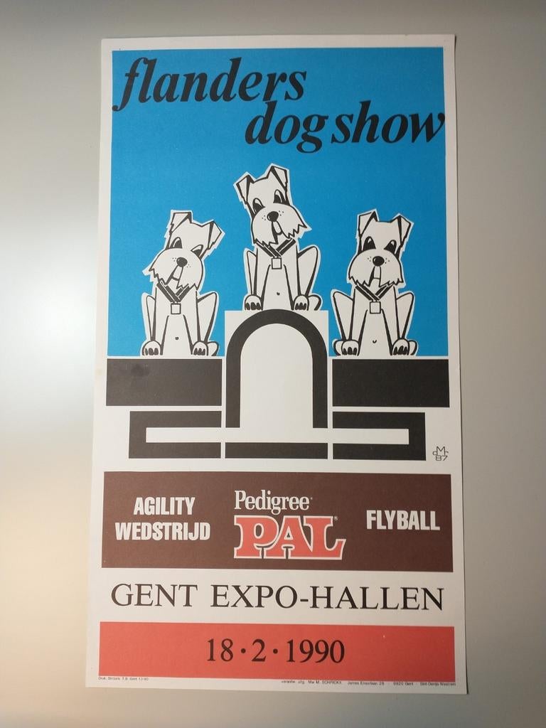 Flanders dog show 1990 affiche, Ophalen of Verzenden, Zo goed als nieuw