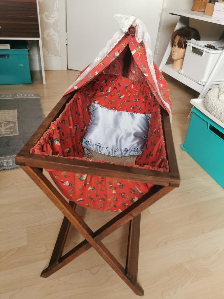 Antiek eikenhouten poppen wiegje, Ophalen of Verzenden, Gebruikt