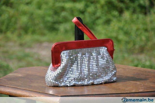 sac pochette de soirée argenté et rouge neuve D8, Ophalen of Verzenden, Nieuw