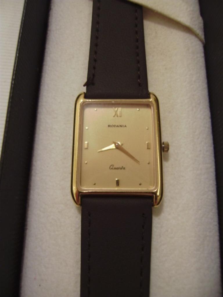 Dames polshorloge met zwart bandje >> RODANIA<< Quartz nieuw, Cuir, Or, Enlèvement, Neuf