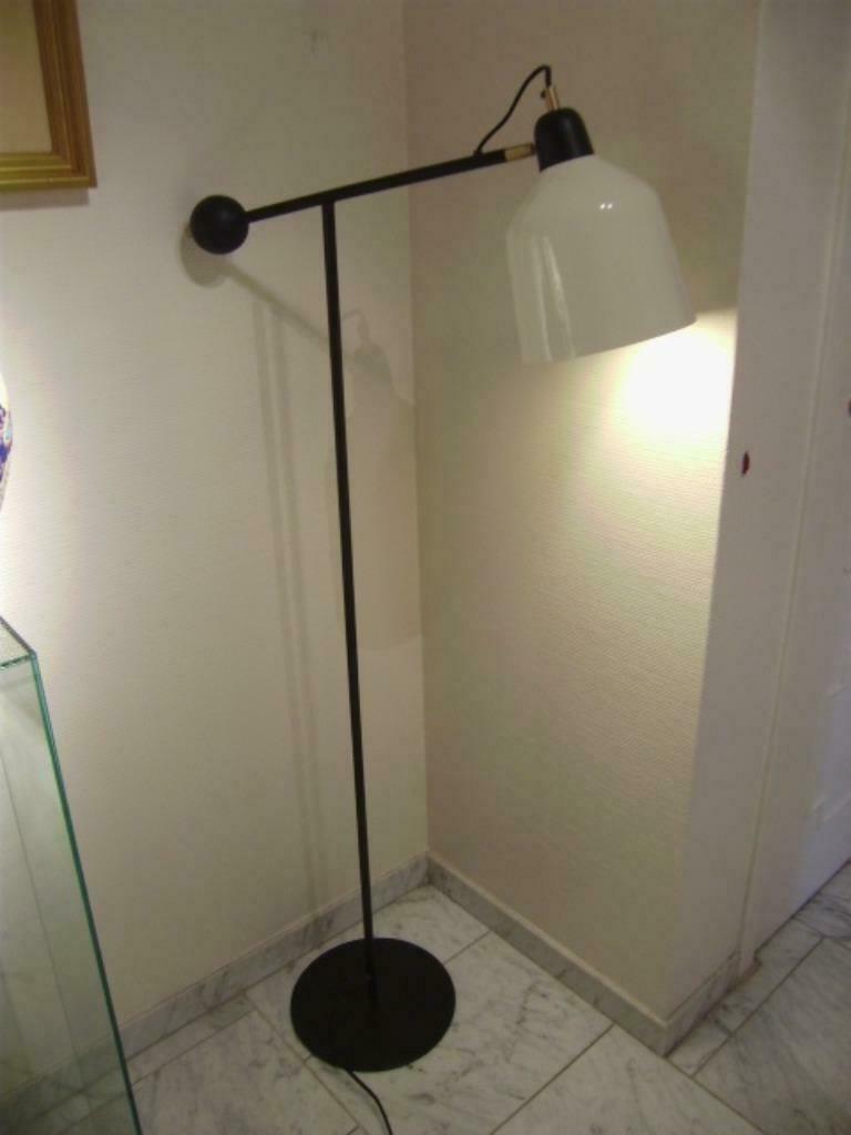 DESIGN Vloerlamp beige-zwart-goud., Comme neuf, Enlèvement, 100 à 150 cm, Métal