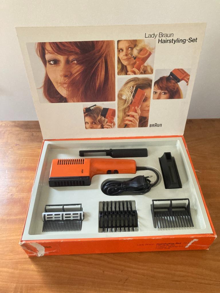 Veel seventies oranje föhn ladyshave krultang hairstyling, Ophalen of Verzenden, Zo goed als nieuw