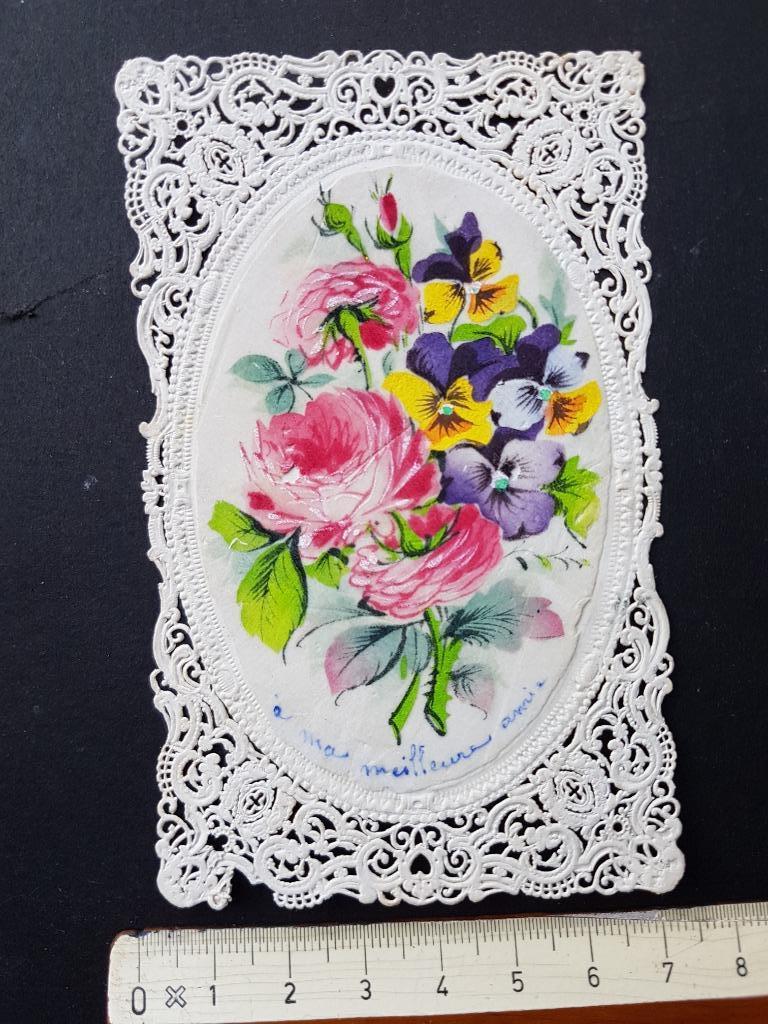 Santje Heiligenprentje met kant Holy card Devotie Bloemen, Verzamelen, Bidprentjes en Rouwkaarten, Bidprentje, Verzenden