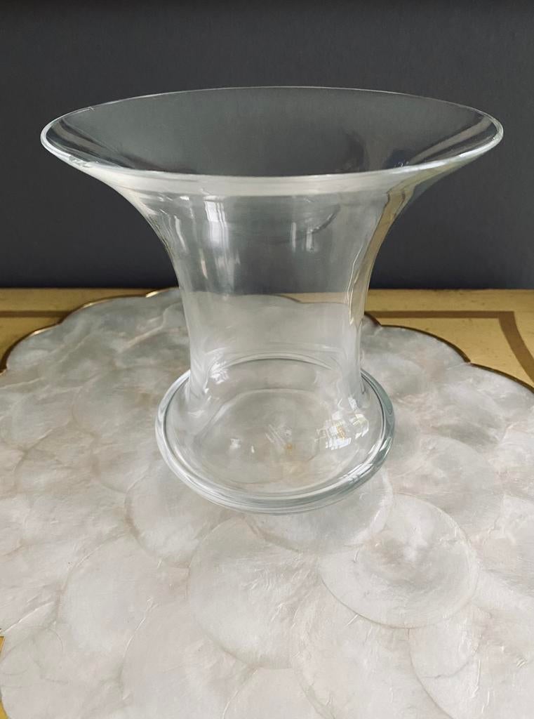 Joli vase tulipe en verre transparent, Enlèvement, Utilisé, Verre, Moins de 50 cm
