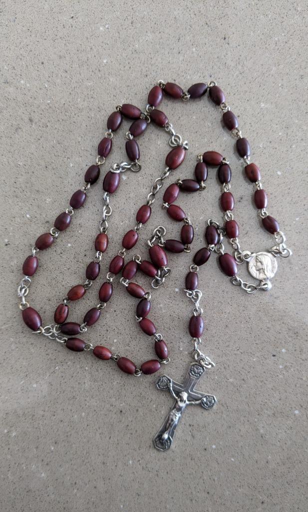 Chapelet avec perles ovales brunes, Enlèvement ou Envoi, Neuf, Autres types, Christianisme | Catholique