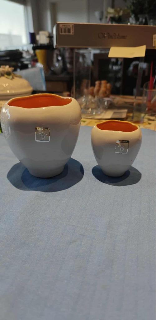 Bloempotjes potjes merk Rasteli wit/oranje, Enlèvement ou Envoi, Moins de 25 cm, Comme neuf, Intérieur