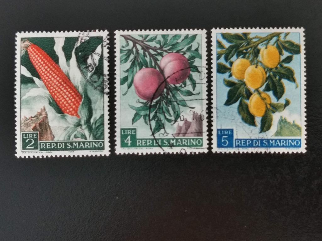 San Marino 1958 - fruit - oogst - landbouw, Ophalen of Verzenden, Gestempeld