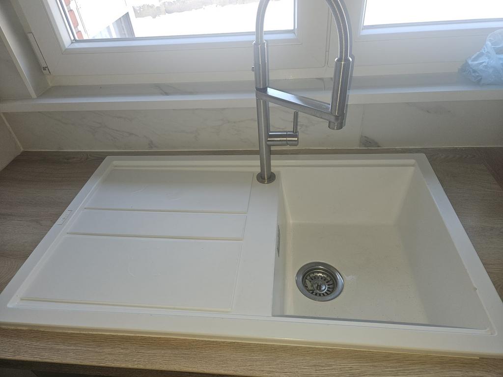Ecelli witte granieten spoelbak, Ophalen, Gebruikt, Wit