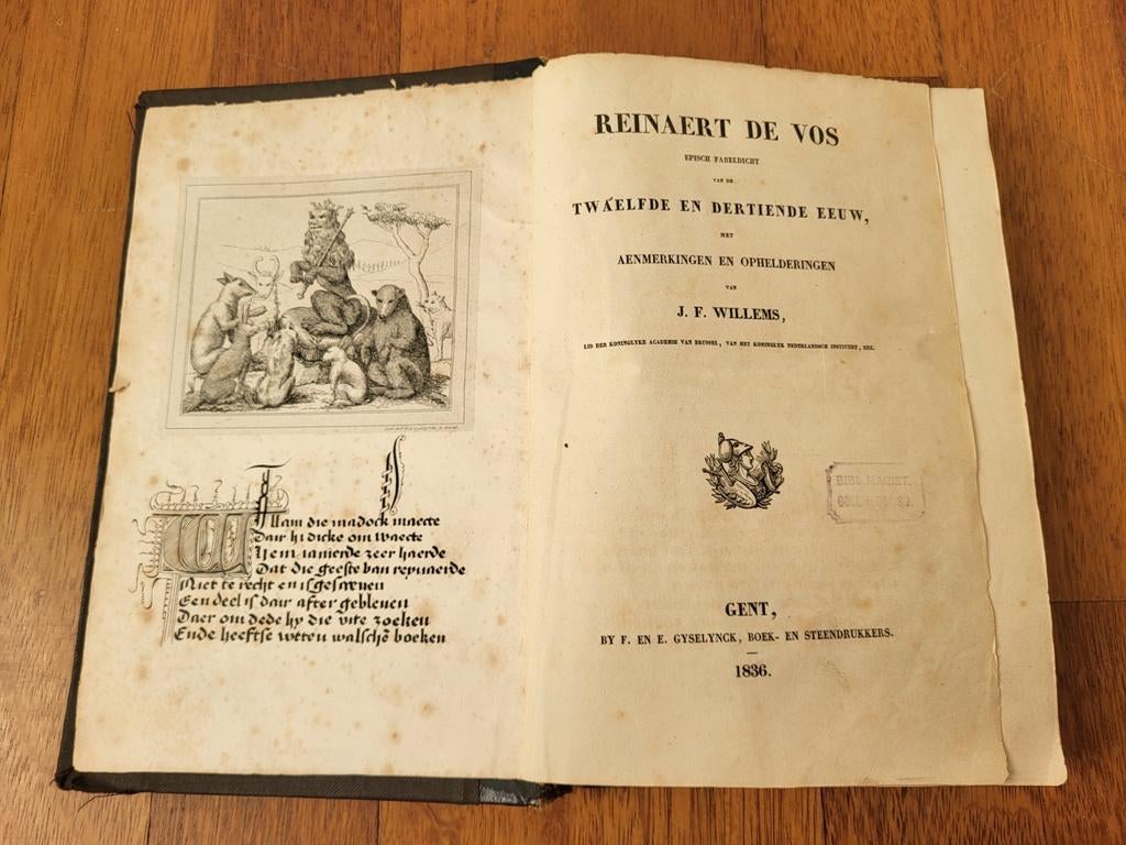 Reinaert De Vos J.F.Willems 1836 eerste druk, Antiek en Kunst, Ophalen of Verzenden