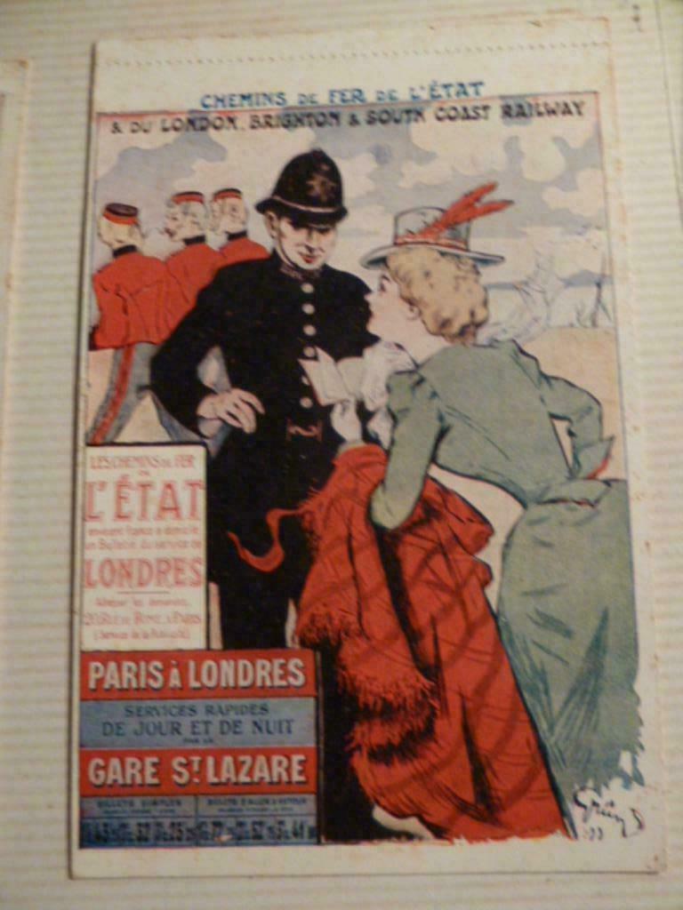 CPA Chemins de Fer de l'Etat-Paris à Londres illusr.J-A GRUN, Enlèvement ou Envoi, Avant 1920, Non affranchie, Autres thèmes
