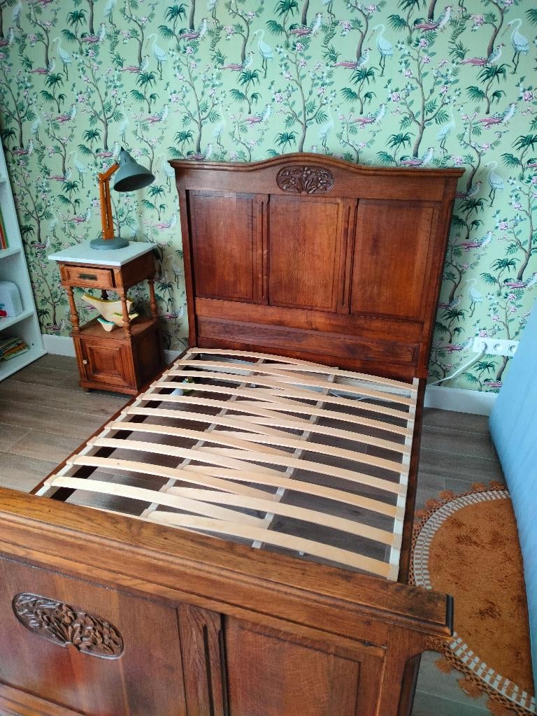 Antiek bed 1.20x1.90 m twijfelaar, Huis en Inrichting, Slaapkamer | Bedden, Ophalen, Twijfelaar, 190 cm of minder, 120 cm