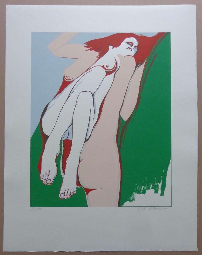 CYR FRIMOUT / NAAKTE FIGURATIE / KLEURZEEFDRUK / 65x51cm, Ophalen of Verzenden