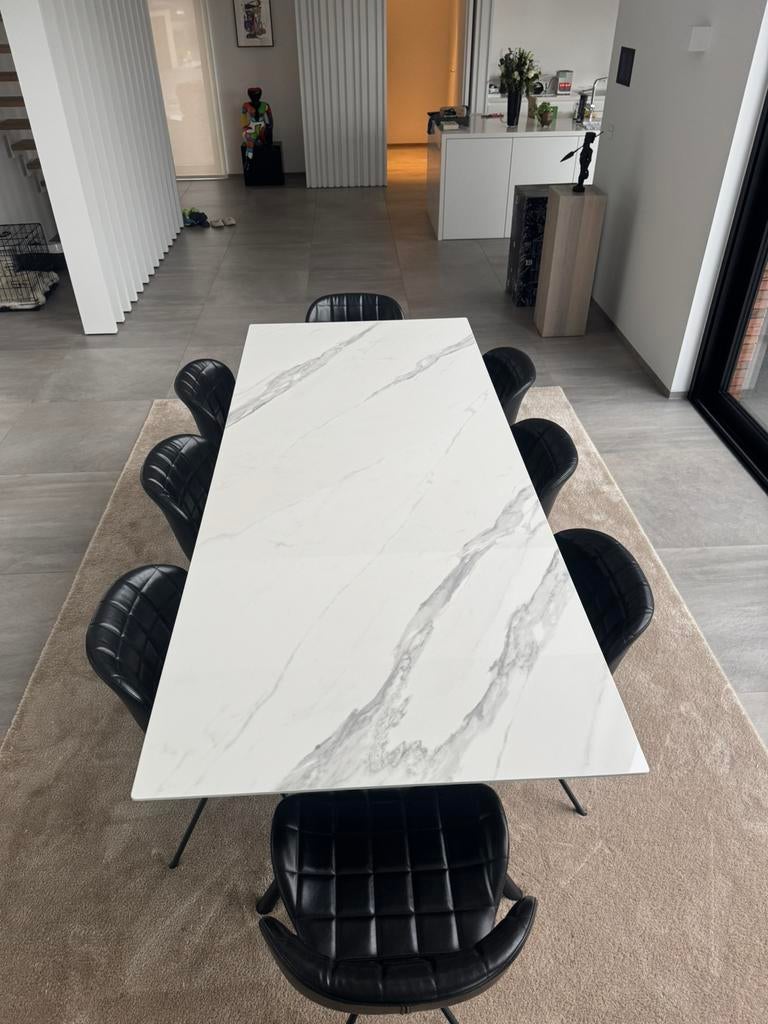 Eettafel met stoelen, Comme neuf, 100 à 150 cm, Enlèvement, Modern