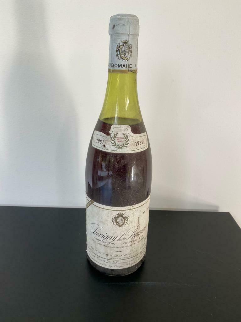 Fles Savigny-les-Beaune Premier Cru Les Peuillets1981, Frankrijk, Ophalen of Verzenden, Zo goed als nieuw, Rode wijn