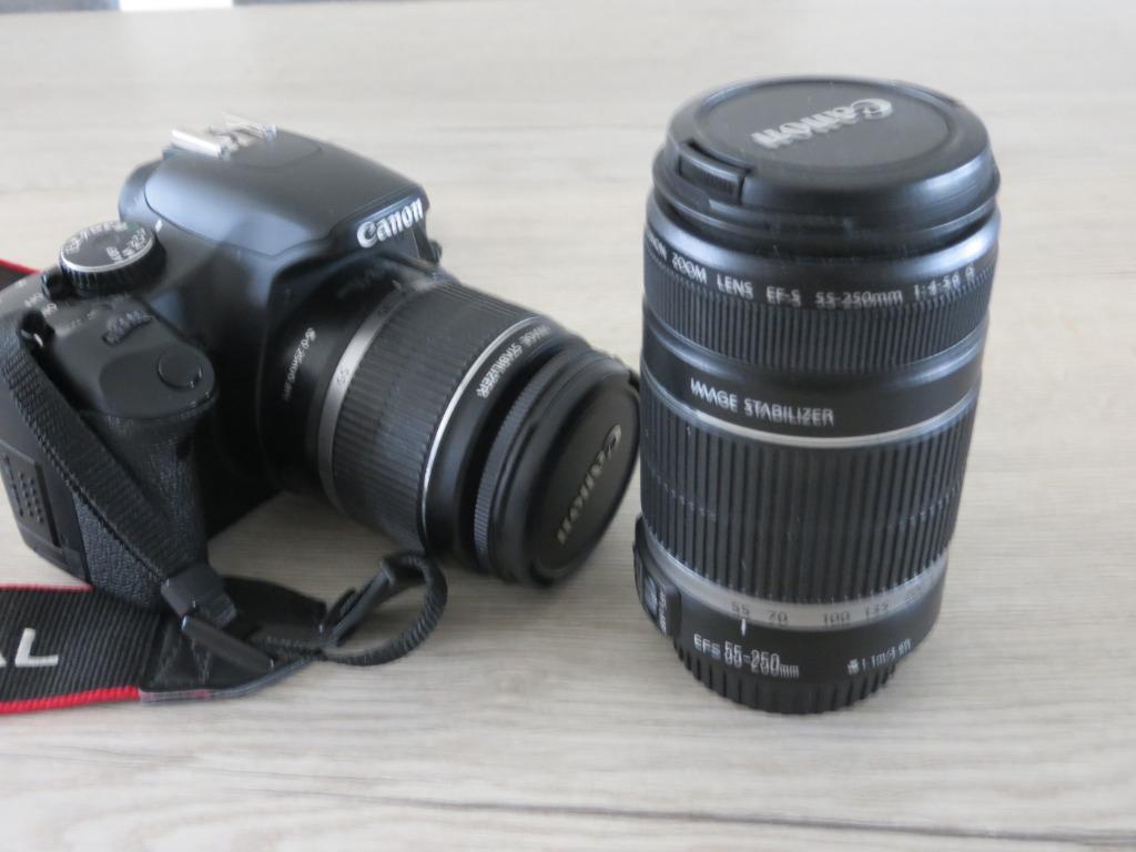 Canon toestel+ lens EF-S 55-250MM, Enlèvement ou Envoi, Canon, 4 à 7 fois, Comme neuf