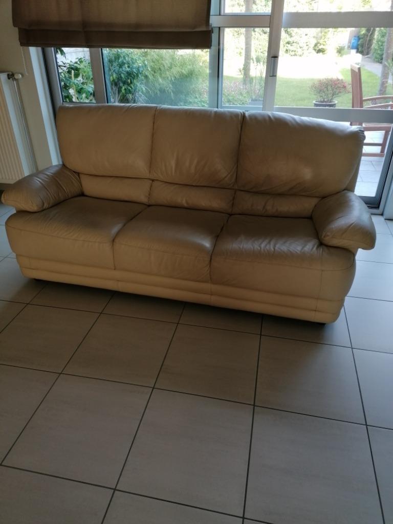 lederen salon 3 zit + 2 zit, Huis en Inrichting, Zetels | Zetels, Ophalen, Gebruikt, Leer