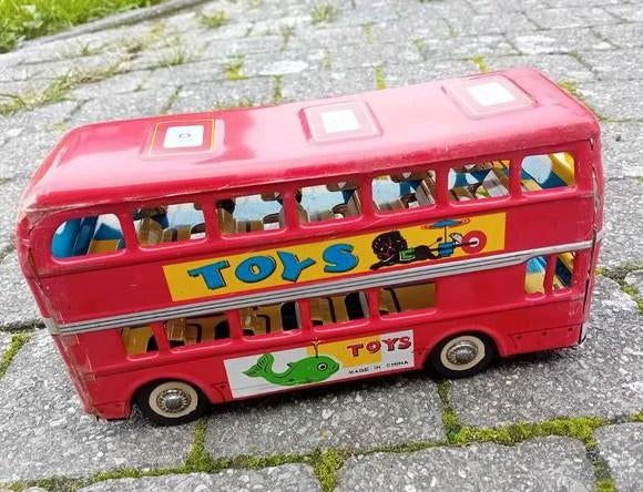 Vintage blikken Engelse dubbeldekker bus made in China, Ophalen of Verzenden