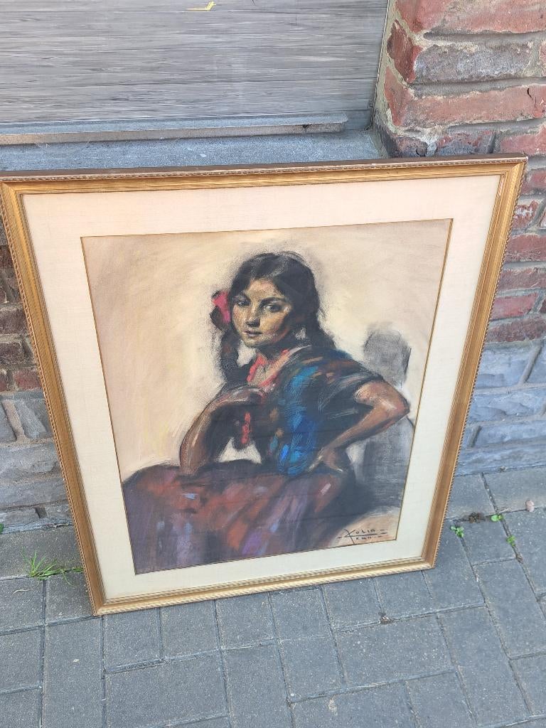 pastel femme signe jean colin, Antiquités & Art, Enlèvement