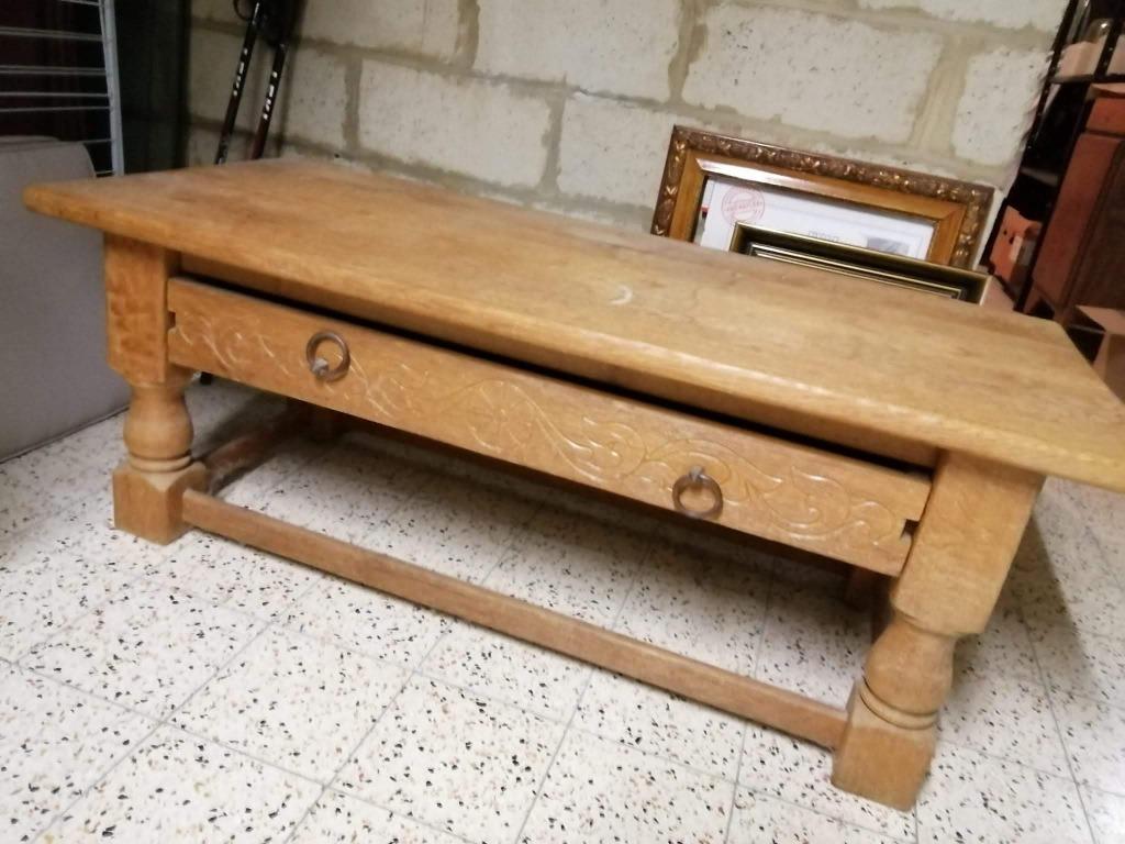 Table basse en chêne à poncer, 100 à 150 cm, Enlèvement ou Envoi, Utilisé, 50 à 100 cm
