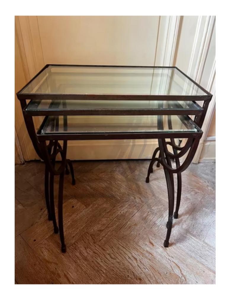 tables Gigognes en fer forgé et verre, Enlèvement, Verre
