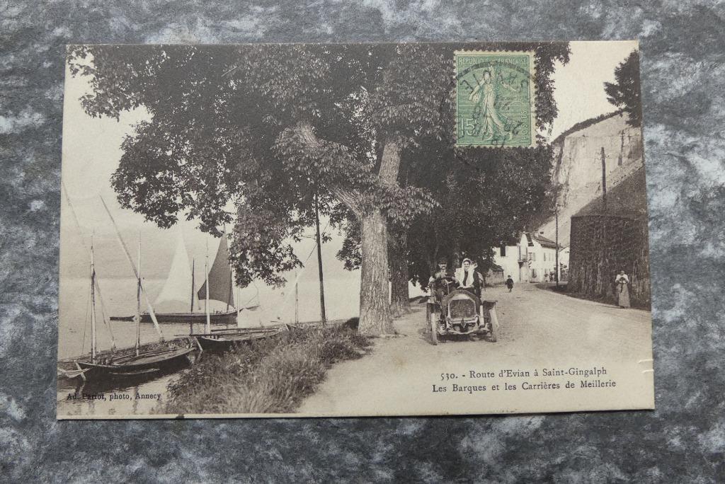 Postkaart 1920 "Route d'Evian à Saint-Gingalph" Frankrijk, Ophalen of Verzenden, Voor 1920, Gelopen, Voertuig