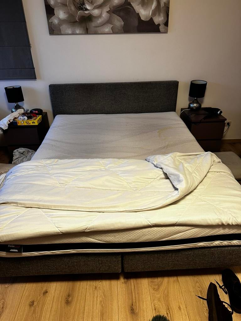 Lit boxpring 160x200 avec ou sans matelas, Enlèvement, Utilisé, 200 cm, Deux personnes