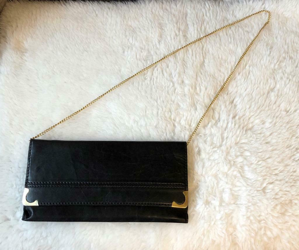 Vintage la pochette cérémonie noire/ chaîne dorée, Ophalen