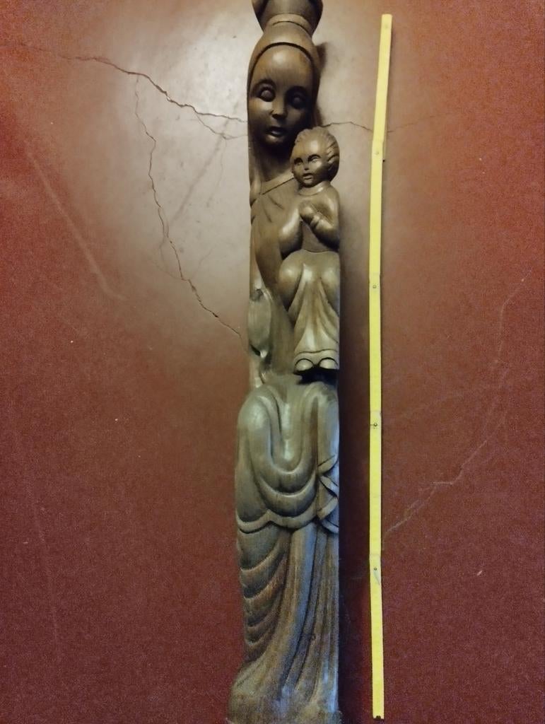Groot massief hout madona met kind, Antiek en Kunst, Antiek | Religieuze voorwerpen, Ophalen