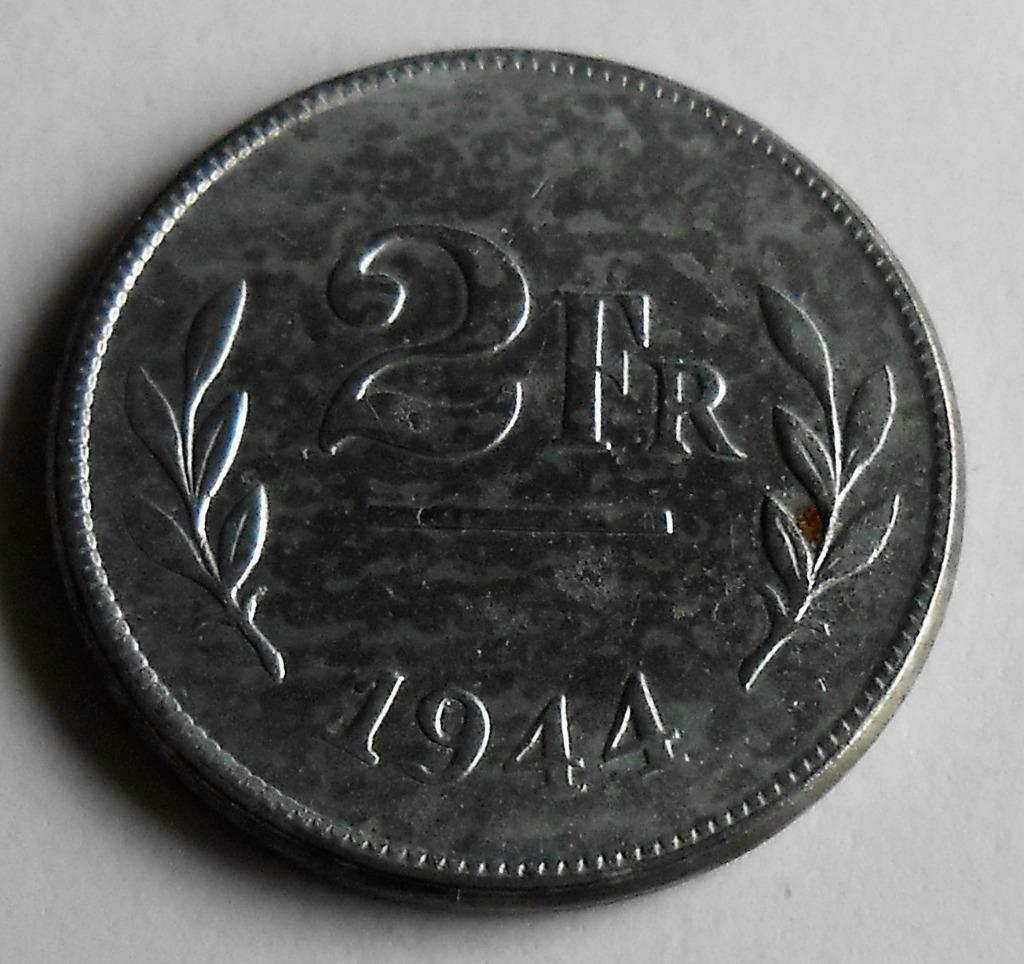 monnaie Belge - 2 francs 1944, Enlèvement ou Envoi, Belgique, Monnaie en vrac