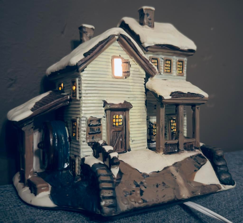 Verlichte kerstdecoratie met watermolen, Ophalen of Verzenden, Zo goed als nieuw