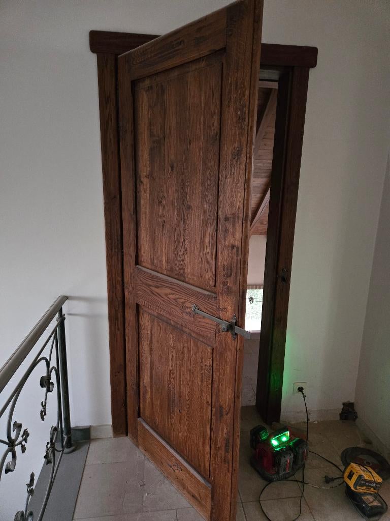 Massief eikenhouten binnendeuren met vintage handgrepen, Ophalen, Gebruikt, 80 tot 100 cm, Binnendeur