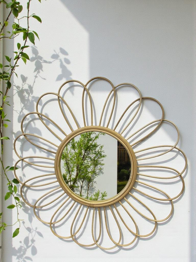 wandspiegel / rieten spiegel, Huis en Inrichting, Woonaccessoires | Spiegels, Ophalen of Verzenden