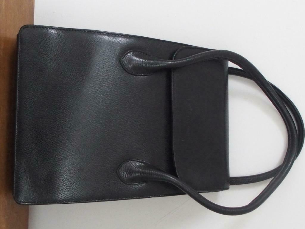 mooie zwarte lederen handtas met schouderriem, Enlèvement, Comme neuf, Noir, Sac à main