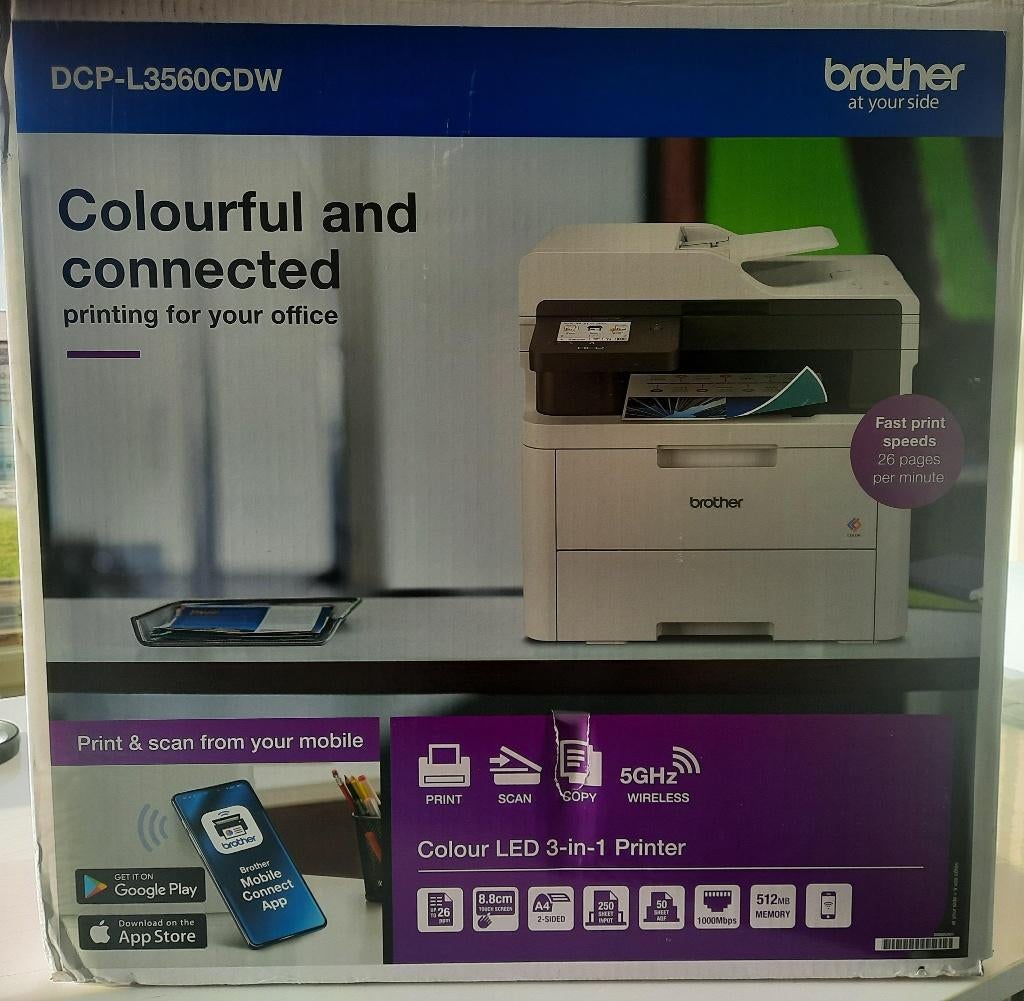 Printer Brother DCP-L3560CDW NIEUW, Computers en Software, Ophalen, Kleur printen, Printer, LED-printer