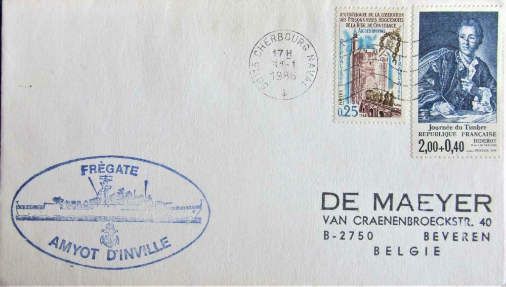 FDC- SCHEPEN- FRANKRIJK- FREGATE AMYOT D'INVILLE, Enlèvement ou Envoi, Affranchi, Autres thèmes