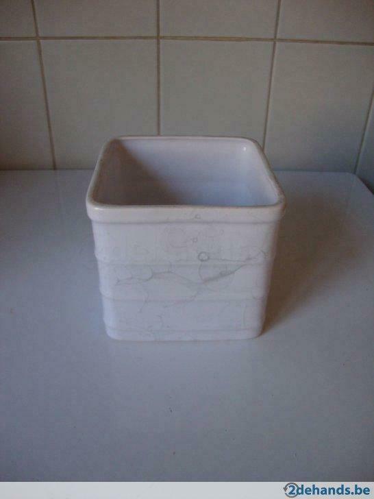 Witte bloempot 'cachepot' vierkant, Ophalen of Verzenden, Gebruikt