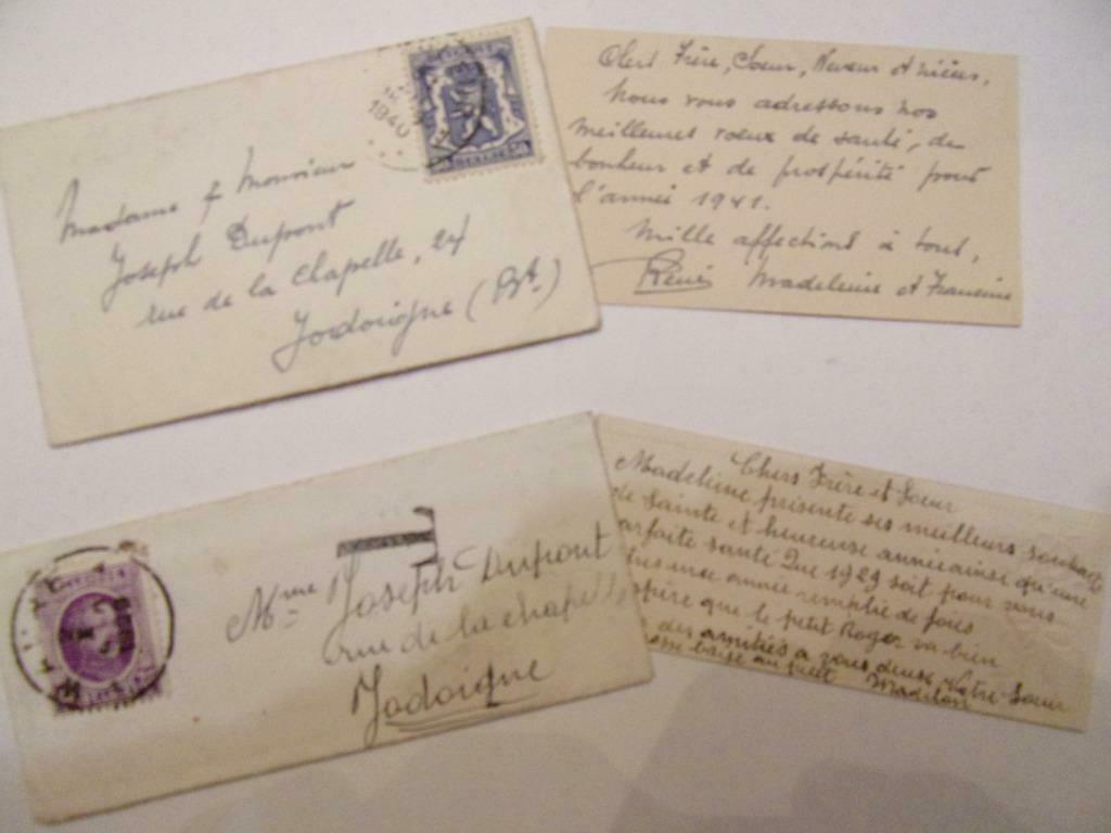 2  Lettres oblitérées JODOIGNE 1929 1940, Enlèvement ou Envoi, 1920 à 1940, Affranchie, Brabant Wallon