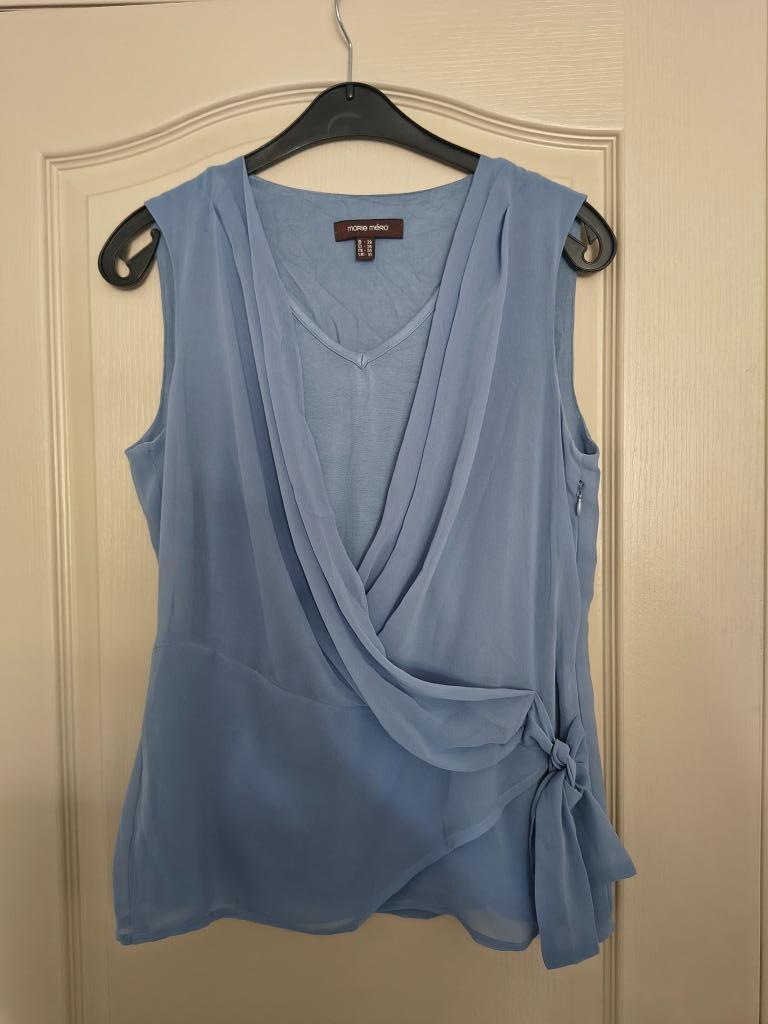 Blouse, Blauw, Marie Méro, Gedragen, Ophalen