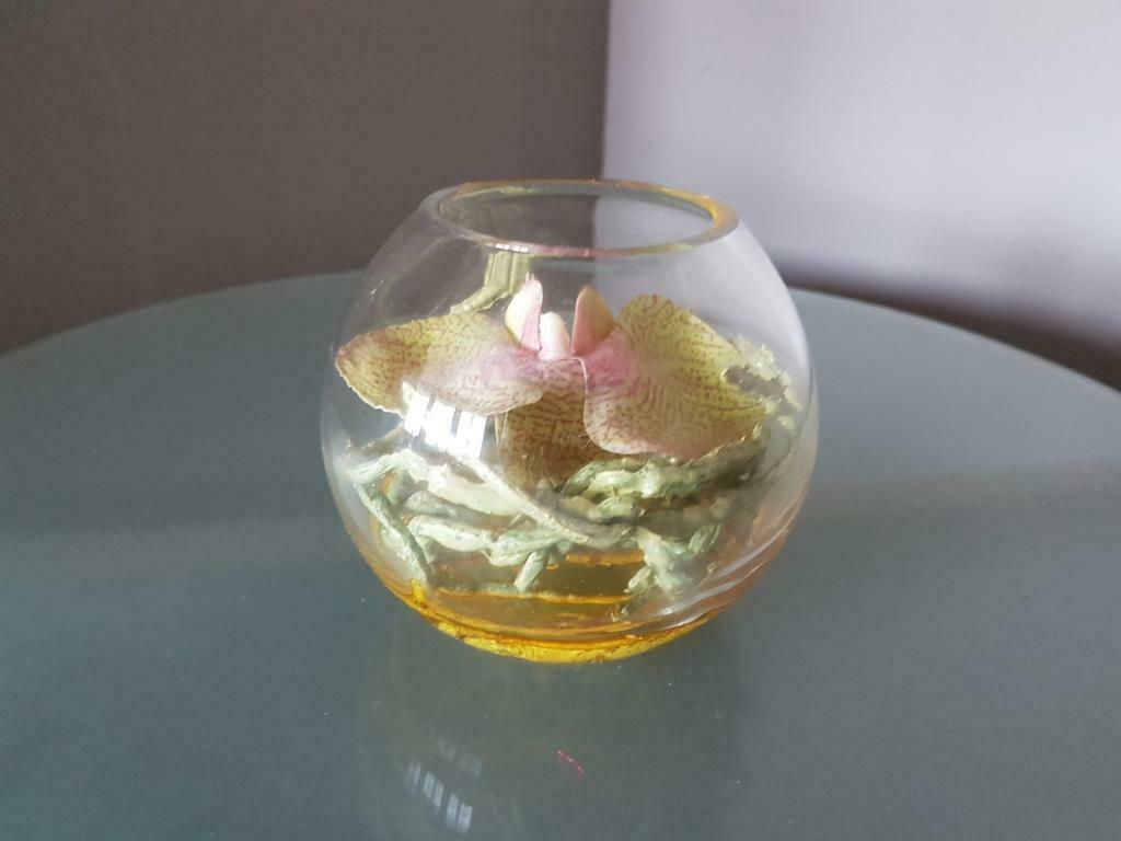 Namaak orchidee in glas van Sia, Huis en Inrichting, Kamerplanten, Ophalen, Minder dan 100 cm