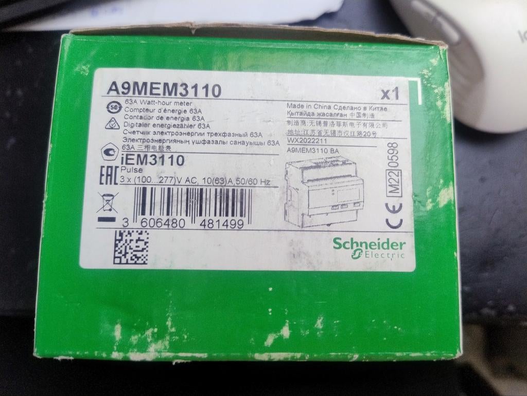Schneider 63A Watt-h meter 4p, ongebruikt, Ophalen of Verzenden
