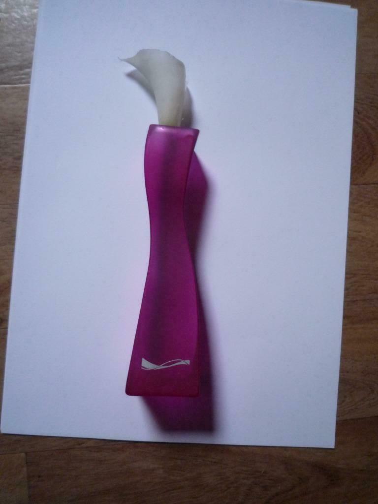 klein vierkant vaasje in glas (roze), Gebruikt, Ophalen of Verzenden, Glas, Minder dan 50 cm