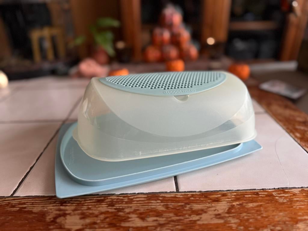 Grande boîte de rangement à fromage ovale Tupperware, Enlèvement, Utilisé, Bleu, Récipient ou Bol
