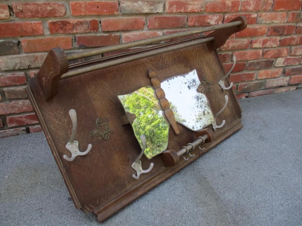 Vintage retro kapstok met spiegel en hoedenplank vlindervorm, Antiek en Kunst, Antiek | Overige Antiek, Ophalen of Verzenden