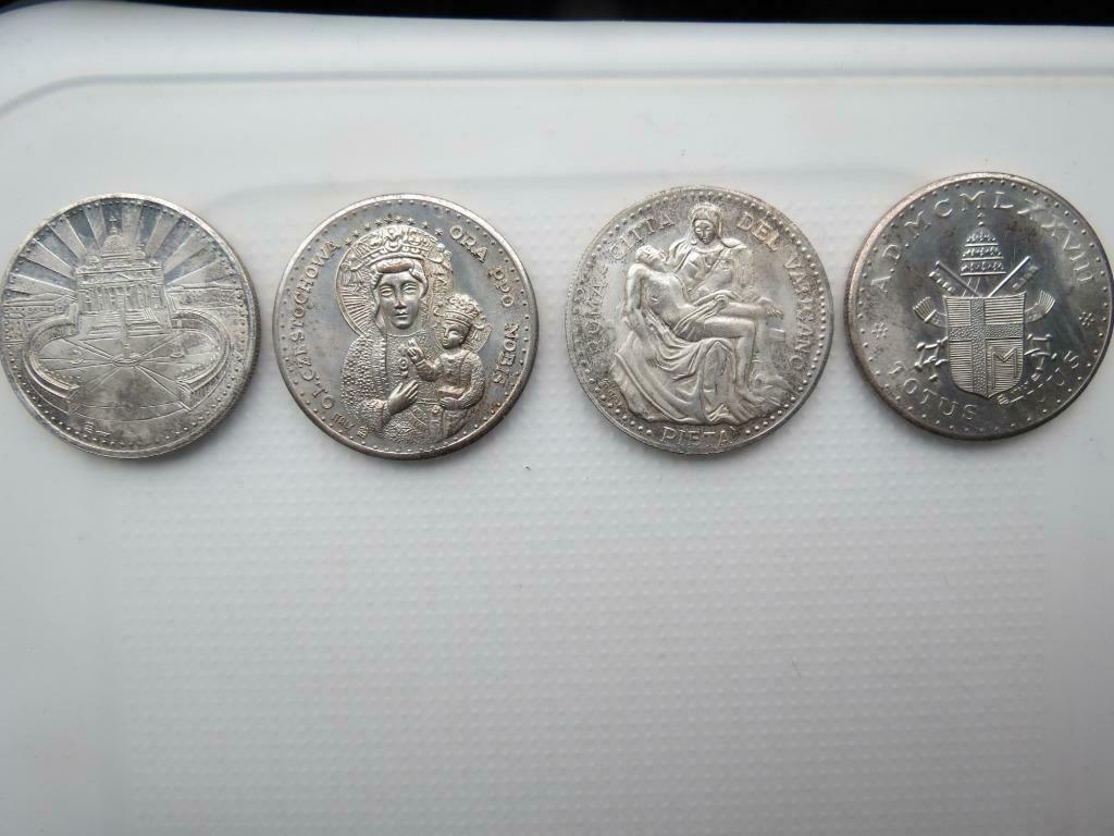 4 muntstukken van Vaticaan: Paus Johannes Paulus II /penning, Verzamelen, Ophalen of Verzenden