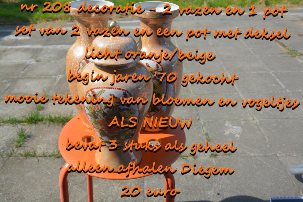 208. set de décoration composé de 2 vases et 1 pot - vintage, Enlèvement, Comme neuf, Orange, Autres matériaux